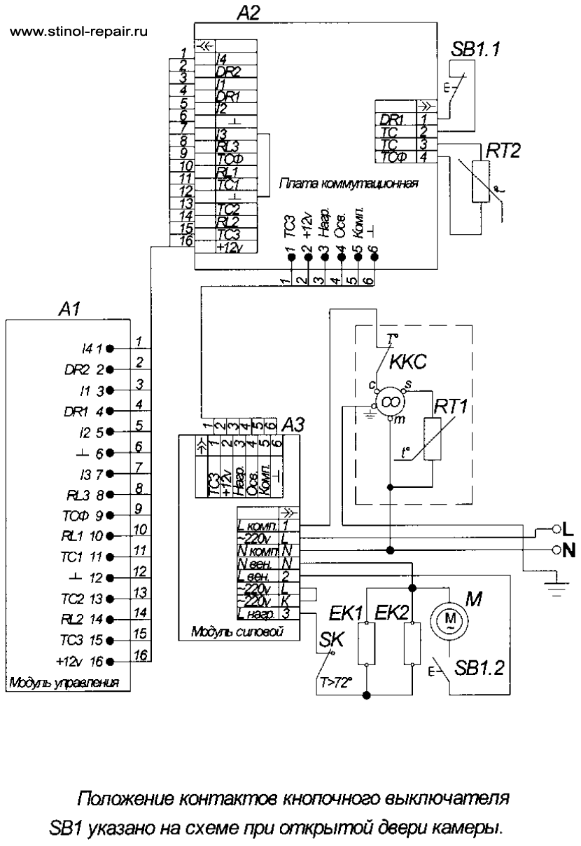 Принципиальная электрическая схема холодильника Стинол-126.